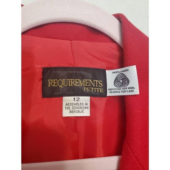 Requirements Vintage Women's Petite 100% Wool Single Button Red Blazer Old Money - Picture 2 of 10